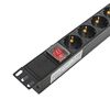 Блок PDU TERACOM PRO 19дюйм 1U 10А/250В 8 роз. Schuko с выключат. без шнура питания вх. разъем C14 корпус алюм. черн. EKF TRP-HPD-LS-10A-8SH-C14, изображение 3 • Купить по низкой цене в интернет-магазине СМЭК