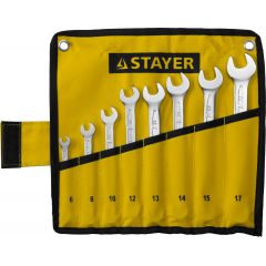 Набор комбинированных гаечных ключей STAYER 8 шт 6 - 17 мм  27081-H8 • Купить по низкой цене в интернет-магазине СМЭК