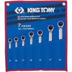 KING TONY Набор комбинированных трещоточных ключей, 8-19 мм, чехол из теторона, 7 предметов • Купить по низкой цене в интернет-магазине СМЭК
