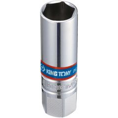 KING TONY Головка свечная шестигранная 3/8", 16 мм, L = 70 мм, резиновый фиксатор • Купить по низкой цене в интернет-магазине СМЭК