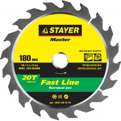 STAYER Fast Line 180 x 20мм 20Т, диск пильный по дереву, быстрый рез, 3680-180-20-20 • Купить по низкой цене в интернет-магазине СМЭК