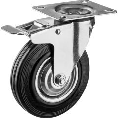 Поворотное колесо c тормозом резина/металл игольчатый подшипник ЗУБР Профессионал d=125 мм г/п 100 к • Купить по низкой цене в интернет-магазине СМЭК