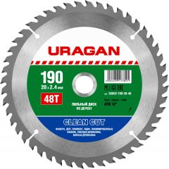 Купить URAGAN Clean cut 190х20мм 48Т, диск пильный по дереву, 36802-190-20-48 в интернет-магазине СМЭК