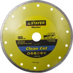 STAYER Clean Cut 180 мм, диск алмазный отрезной сплошной по керамограниту, плитке, мрамору, граниту  • Купить по низкой цене в интернет-магазине СМЭК
