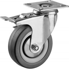 Поворотное колесо с тормозом ЗУБР резина/полипропилен d=75 мм г/п 50 кг 30956-75-B • Купить по низкой цене в интернет-магазине СМЭК