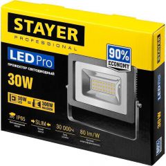 Светодиодный прожектор STAYER 30 Вт 2400 Лм 6500 К IP65 57131-30 • Купить по низкой цене в интернет-магазине СМЭК