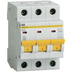 Выключатель автоматический модульный 3п B 25А 4.5кА ВА47-29 IEK MVA20-3-025-B • Купить по низкой цене в интернет-магазине СМЭК