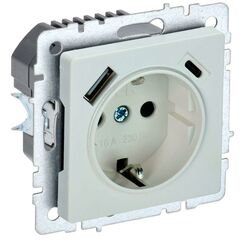 Розетка BRITE РЮш11-1-БрЖ 16А с USB A+C 18Вт с заземл. защ. шторки жемчуж. IEK BR-R14-16-U22-018-K36 • Купить по низкой цене в интернет-магазине СМЭК