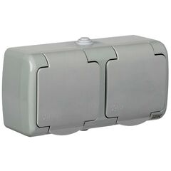 Розетка 2-м ОП Aquatic РСш22-2-А 16А IP54 с заземл. с крышкой сер. IEK ERA22-K03-16-54 • Купить по низкой цене в интернет-магазине СМЭК