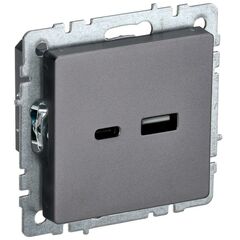 Розетка BRITE USB A+C 18Вт РЮ11-1-БрС сталь IEK BR-U22-018-K46 • Купить по низкой цене в интернет-магазине СМЭК
