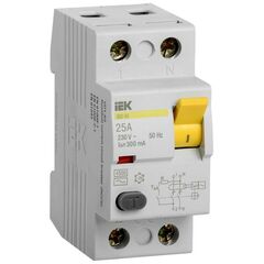 Выключатель дифференциального тока (УЗО) 2п 25А 300мА тип AC ВД1-63 IEK MDV10-2-025-300 • Купить по низкой цене в интернет-магазине СМЭК