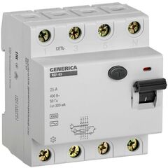 Выключатель дифференциального тока (УЗО) 4п 25А 300мА тип AC ВД1-63 GENERICA IEK MDV15-4-025-300 • Купить по низкой цене в интернет-магазине СМЭК