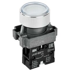 Кнопка LA167-BAF11 d22мм 1з бел. IEK BBT20-BAF11-1-22-67-K01 • Купить по низкой цене в интернет-магазине СМЭК