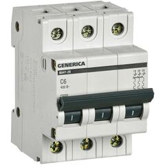 Выключатель автоматический модульный 3п C 6А 4.5кА ВА47-29 GENERICA IEK MVA25-3-006-C • Купить по низкой цене в интернет-магазине СМЭК