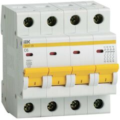 Выключатель автоматический модульный 4п C 6А 4.5кА ВА47-29 IEK MVA20-4-006-C • Купить по низкой цене в интернет-магазине СМЭК