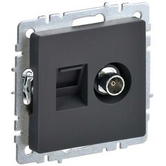 Розетка компьютерная + телевизионная 2-м BRITE РТВ/РК12-БрГ RJ45 кат.5E + TV графит IEK BR-AK20-1-K5 • Купить по низкой цене в интернет-магазине СМЭК