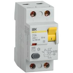 Выключатель дифференциального тока (УЗО) 2п 25А 300мА тип ACS ВД1-63S IEK MDV12-2-025-300 • Купить по низкой цене в интернет-магазине СМЭК