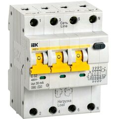 Выключатель автоматический дифференциального тока 4п (3P+N) C 32А 30мА тип А 6кА АВДТ-34 IEK  • Купить по низкой цене в интернет-магазине СМЭК
