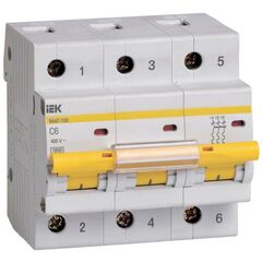 Выключатель автоматический модульный 3п C 6А 10кА ВА47-100 IEK MVA40-3-006-C • Купить по низкой цене в интернет-магазине СМЭК