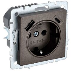 Розетка BRITE РЮш11-1-БрТБ 16А с USB A+C 18Вт с заземл. защ. шторки темн. бронза IEK BR-R14-16-U22-0 • Купить по низкой цене в интернет-магазине СМЭК