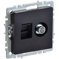 Розетка компьютерная + телевизионная 2-м Brite РТВ/РК12-БрЧ RJ45 кат.5E + TV черн. IEK BR-AK20-1-K02 • Купить по низкой цене в интернет-магазине СМЭК