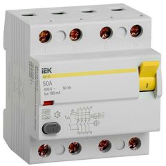 Выключатель дифференциального тока (УЗО) 4п 50А 100мА тип A ВД1-63 IEK MDV11-4-050-100 • Купить по низкой цене в интернет-магазине СМЭК