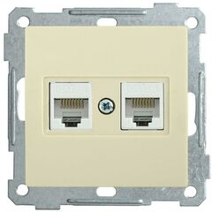 Розетка компьютерная 2-м СП Bolero РК10-2-Б RJ45 кат.5E механизм крем. IEK EKB25-K33 • Купить по низкой цене в интернет-магазине СМЭК