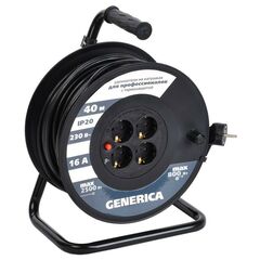 Удлинитель на катушке 4х40м 16А IP20 УК40 2P+PE 3х1.5 термозащита GENERICA IEK WKP20-16-04-40-G • Купить по низкой цене в интернет-магазине СМЭК