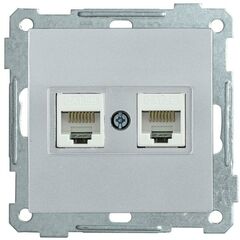 Розетка компьютерная 2-м СП Bolero РК10-2-Б RJ45 кат.5E механизм серебр. IEK EKB25-K23 • Купить по низкой цене в интернет-магазине СМЭК