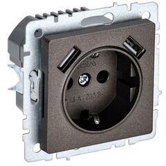 Розетка BRITE РЮш10-1-БрТБ 16А с USB A+A 2.1А с заземл. защ. шторки темн. бронза IEK BR-R14-16-U21-D • Купить по низкой цене в интернет-магазине СМЭК