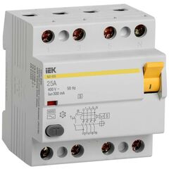 Выключатель дифференциального тока (УЗО) 4п 25А 300мА тип ACS ВД1-63 IEK MDV12-4-025-300 • Купить по низкой цене в интернет-магазине СМЭК