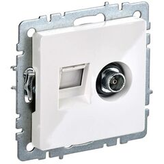 Розетка компьютерная + телевизионная 2-м Brite РТВ/РК12-БрБ RJ45 кат.5E + TV бел. IEK BR-AK20-1-K01 • Купить по низкой цене в интернет-магазине СМЭК