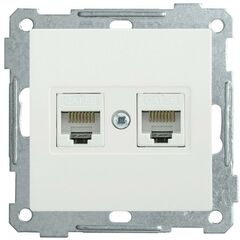 Розетка компьютерная 2-м СП Bolero РК10-2-Б RJ45 кат.5E механизм бел. IEK EKB25-K01 • Купить по низкой цене в интернет-магазине СМЭК