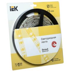 Лента светодиодная LED LSR-5050WW30-7.2-IP65-12V 7Вт/м тепл. бел. (уп.5м) IEK LSR2-1-030-65-1-05 • Купить по низкой цене в интернет-магазине СМЭК