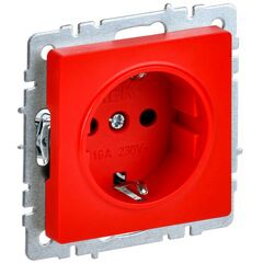 Розетка BRITE РС14-1-0-БрК 16А с заземл. защ. шторки красн. IEK BR-R14-16-K04 • Купить по низкой цене в интернет-магазине СМЭК
