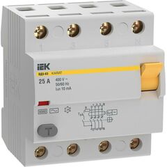 Выключатель дифференциального тока (УЗО) 4п 25А 10мА 6кА тип AC ВД3-63 KARAT IEK MDV20-4-025-010 • Купить по низкой цене в интернет-магазине СМЭК