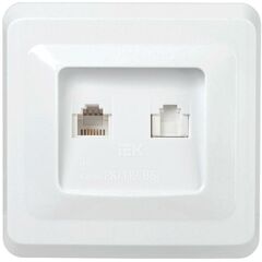 Розетка компьютерная + телефонная 2-м СП Вега РК/Т12-ВБ RJ45 + RJ11 бел. IEK EIV20-K01-DM • Купить по низкой цене в интернет-магазине СМЭК