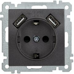 Розетка 1-м СП Bolero Рюш10-1-Б 16А IP20 с заземл. защ. шторки с 2-мя заряд. устройствами USB 2.1А м • Купить по низкой цене в интернет-магазине СМЭК