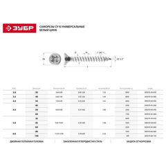 Универсальные саморезы ЗУБР СУ-Б белый цинк 50 x 4.5 мм 2 500 шт. 300370-45-050 • Купить по низкой цене в интернет-магазине СМЭК