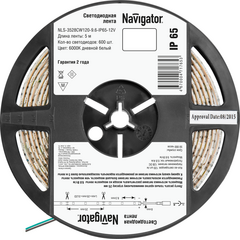 Лента светодиодная NLS-3528CW120-9.6-IP65-12V R5 9.6Вт/м (уп.5м) Navigator 71765 • Купить по низкой цене в интернет-магазине СМЭК