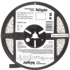 Лента светодиодная NLS-3528CW60-4.8-IP65-12V R5 4.8Вт/м (уп.5м) Navigator 71763 • Купить по низкой цене в интернет-магазине СМЭК