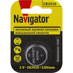 Элемент питания литиевый CR2016 NBT-CR2016-BP1 (блист.1шт) NAVIGATOR 93821 • Купить по низкой цене в интернет-магазине СМЭК