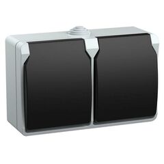 ФОРС Розетка двойная наружная с заземлением с крышкой IP54 (ERS22-K03-16-54-DC) • Купить по низкой цене в интернет-магазине СМЭК