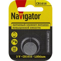 Элемент питания литиевый CR1616 NBT-CR1616-BP1 (блист.1шт) NAVIGATOR 93826 • Купить по низкой цене в интернет-магазине СМЭК