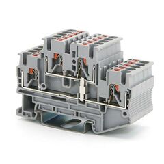 Клемма двухуровневая зажим push-in 4 точки подключения уровни соединены перемычкой 2.5кв.мм сер. DKC VPRTT-2.5-PV-GY • Купить по низкой цене в интернет-магазине СМЭК