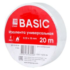 Изолента класс В 0.13х15мм (рул.20м) бел. EKF plc-iz-b-w • Купить по низкой цене в интернет-магазине СМЭК
