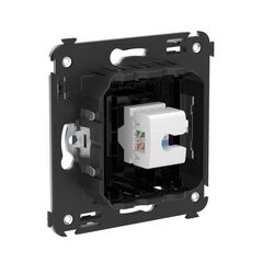 Розетка компьютерная 1-м СП Avanti "Черный квадрат" RJ45 кат.5E без шторок механизм DKC 4402663 • Купить по низкой цене в интернет-магазине СМЭК