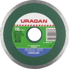 URAGAN Clean Cut 115 мм, диск алмазный отрезной сплошной по керамограниту, мрамору, керамической пли • Купить по низкой цене в интернет-магазине СМЭК