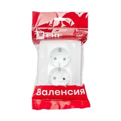 Розетка 2-м СП Валенсия 16А IP20 с заземл. защ. шторки бел. PROxima EKF EWR16-128-10 • Купить по низкой цене в интернет-магазине СМЭК