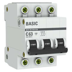 Выключатель автоматический модульный 3п C 63А 4.5кА ВА 47-29 Basic EKF mcb4729-3-63C • Купить по низкой цене в интернет-магазине СМЭК